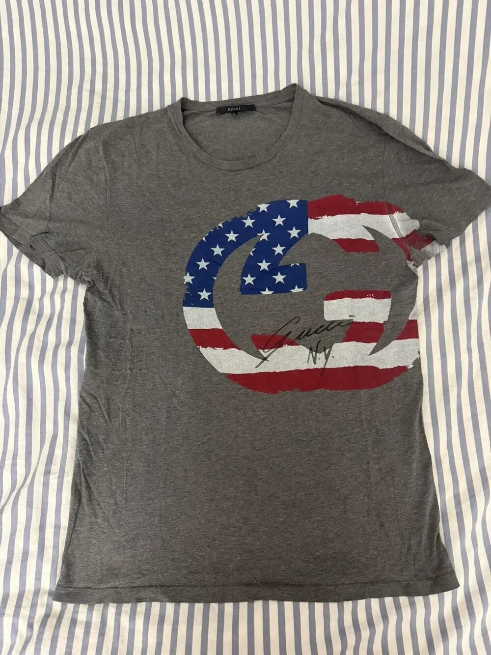 Rare Gucci Vintage American Flag GG Logo T-Shirt